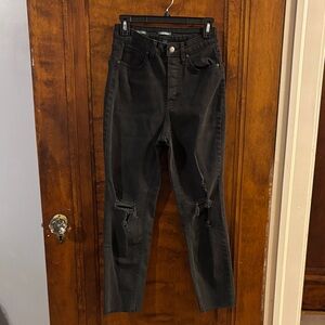 Wild Fable Black Super High-Rise Slim Straight Distressed Jeans Size 4
